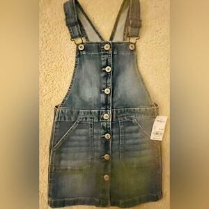 NWT OshKosh Girls 6/6X Dress Denim Blue Jean Jumper Adjustable Strap